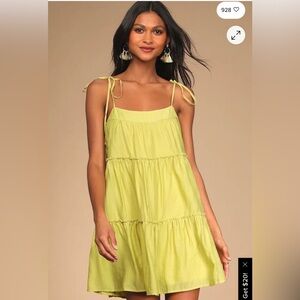 NWT Lulu's Lime Tiered Sundress with Tie Straps
